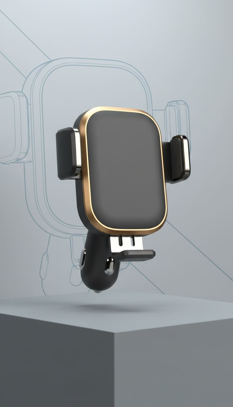 Wireless car charger mount with Sahara gold accents