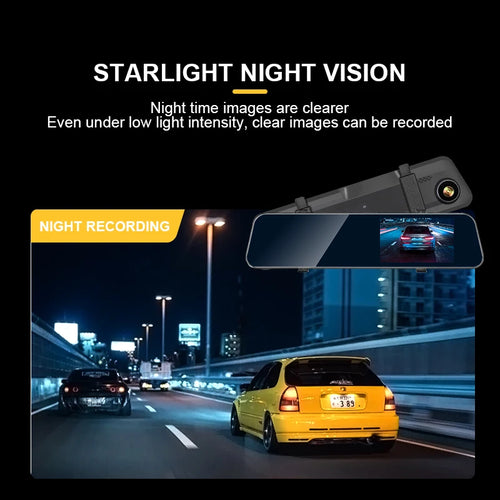 Dash cam, vehicle-mounted DVR, rearview mirror, driving recorder, dual-lens, front and rear cameras, video recorder, black box