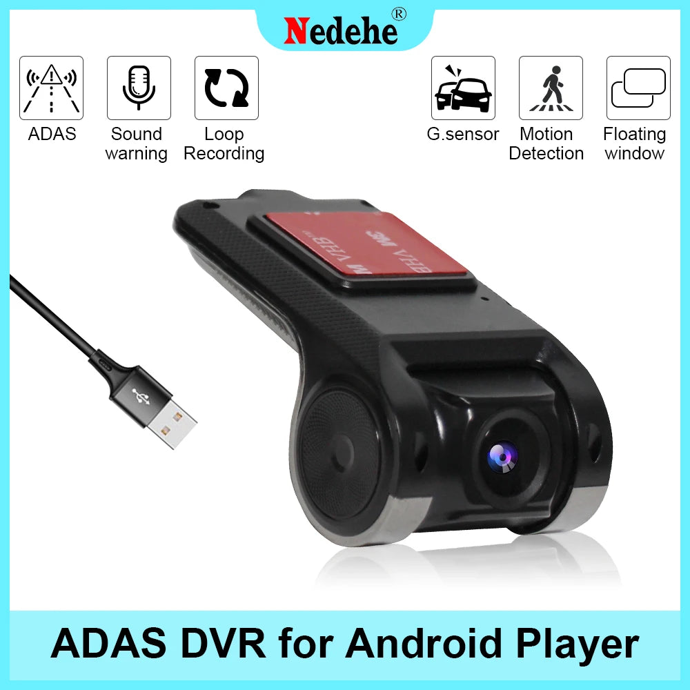 Dash Cam ADAS Car DVR HD 1080P USB Video Recorder For Android Navigation Front and Rear Dual Camera Loop Recording Night Vision