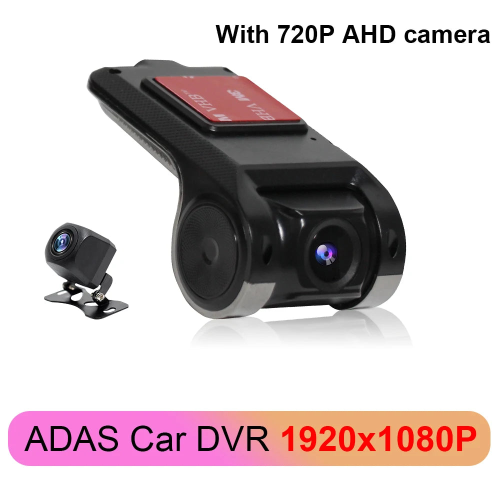 Dash Cam ADAS Car DVR HD 1080P USB Video Recorder For Android Navigation Front and Rear Dual Camera Loop Recording Night Vision