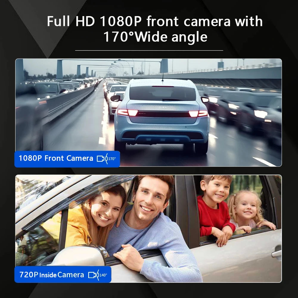Dash Cam for cars 1080P Car DVR Video Recorder Dual car camera Front Inside View Camera Loop Recording WiFi Monitor Dashcam