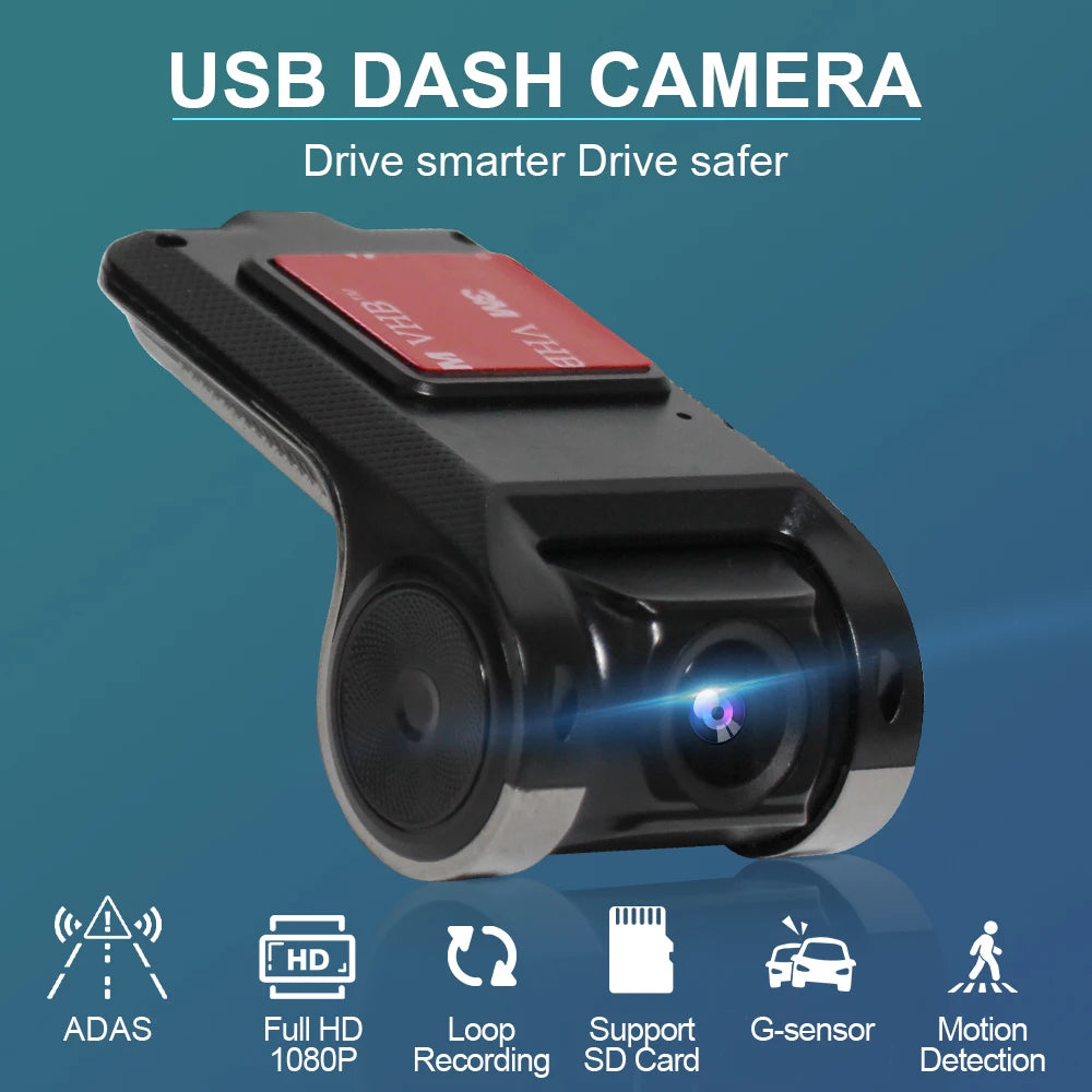 Dash Cam ADAS Car DVR HD 1080P USB Video Recorder For Android Navigation Front and Rear Dual Camera Loop Recording Night Vision