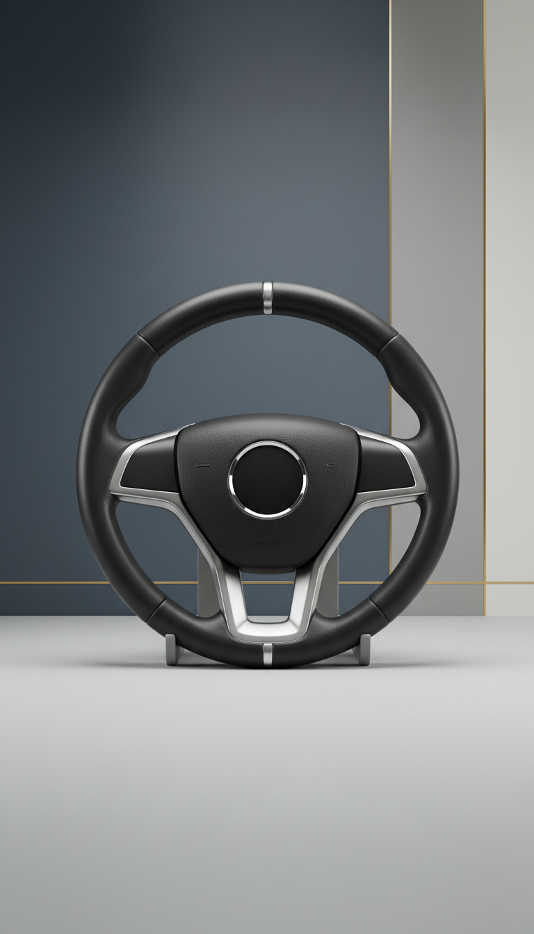 Onyx black & chrome steering wheel cover